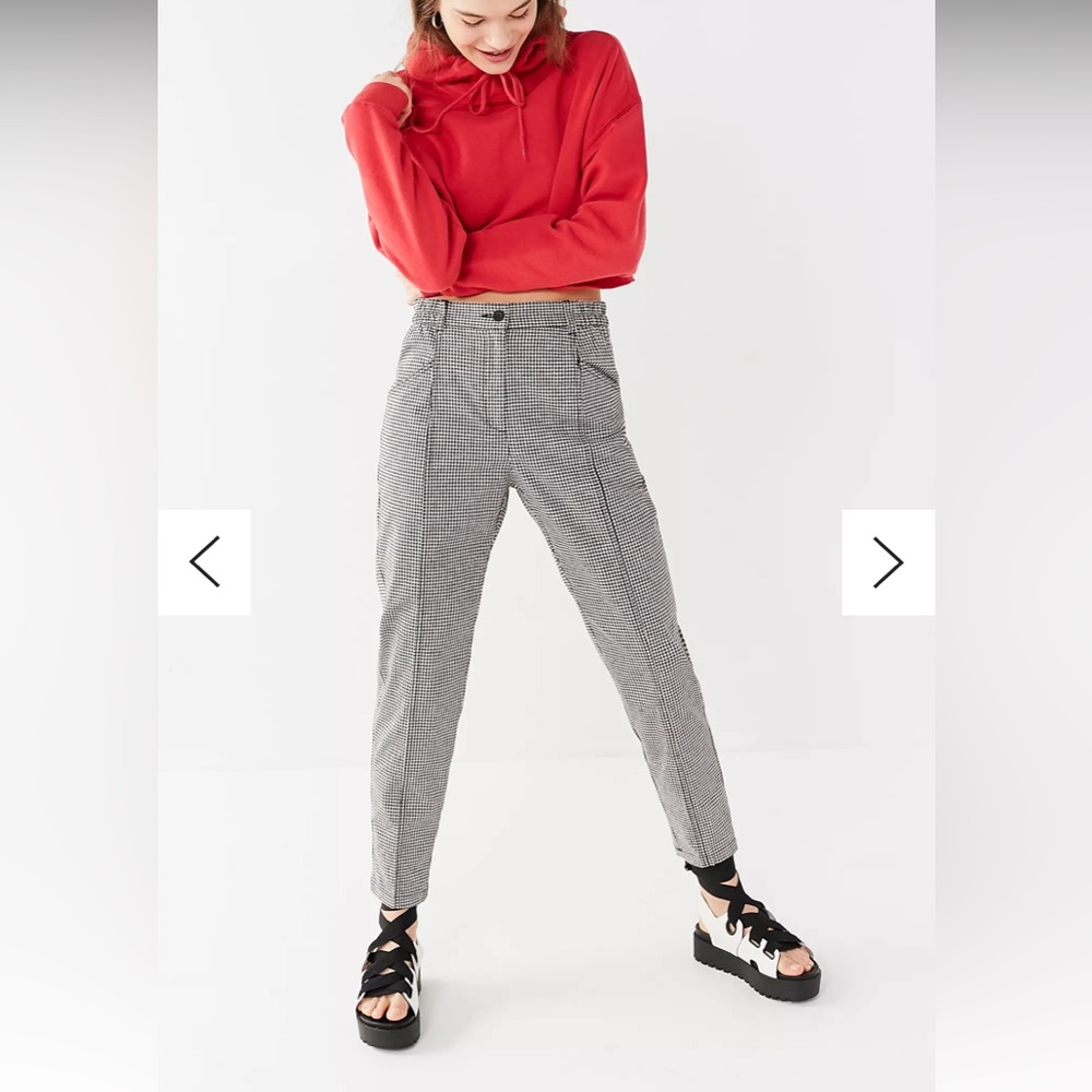 Black and white checkered mom pant